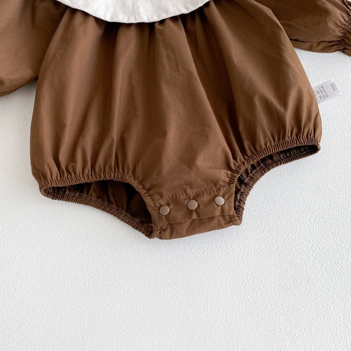 Autumn Baby Kids Girls Color Patchwork Long-sleeved Onesies and Dress