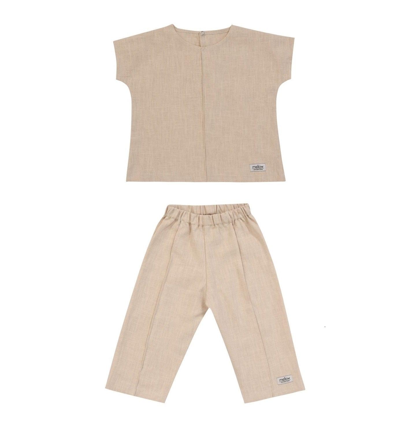 Ramie Baby/Kid Clothing Set - Beige