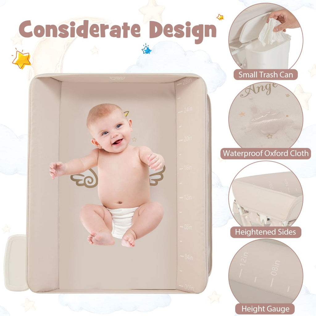 NNECW Portable Folding Baby Changing Table for Infant Newborn Nursery-Beige