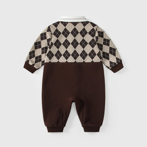 Autumn Hot Selling Baby Boys Color Patchwork Plaid Rompers Bodysuits